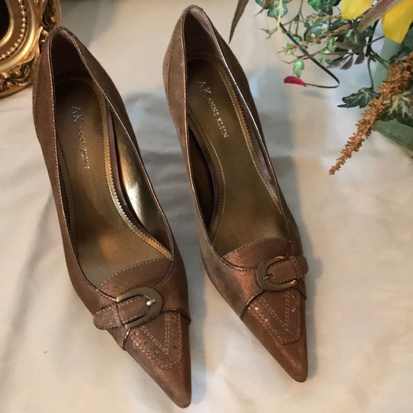 Anne Klein Bronze Suede Pumps - Picture 3 of 8
